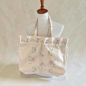 Sezane & Sea Floral Embroidered Cream Tote Bag